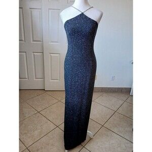 VTG 90s Dave & Johnny Maxi Dress Glitter   Rhinestone Straps 5/6 Formal Evening